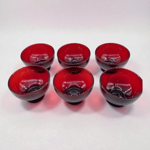 Anchor Hocking Royal Ruby Custard Sherbet Bowls Set of 6 – 7 oz Footed - Picture 7 of 10